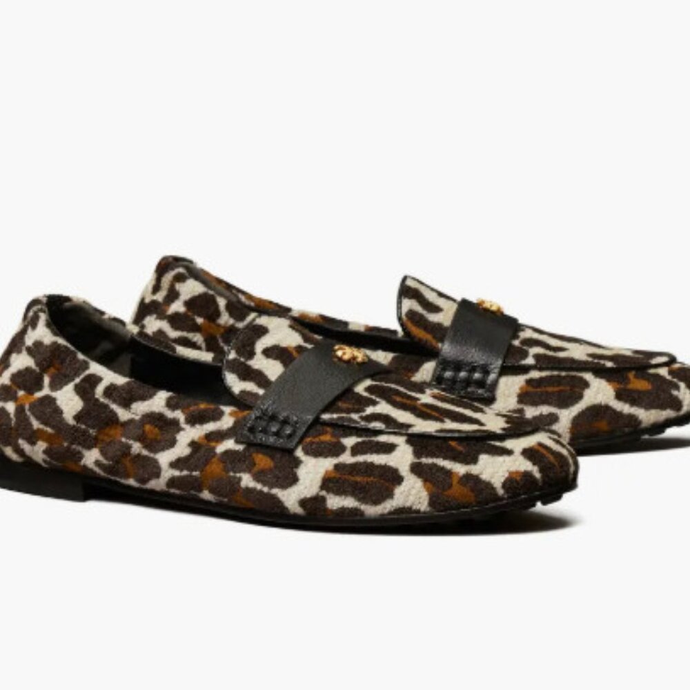Tory Burch Logo Leopard Ballet Loafers 10